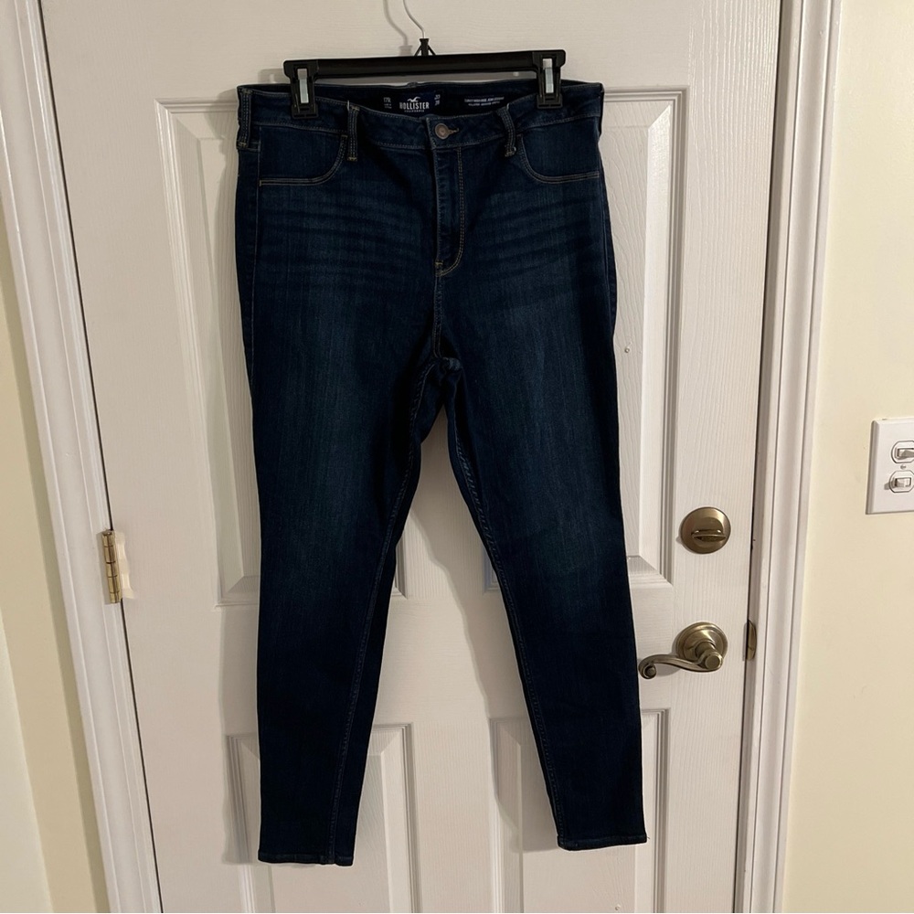Hollister curvy hi rise cropped jean jeggings size 17 reg dark wash stretch